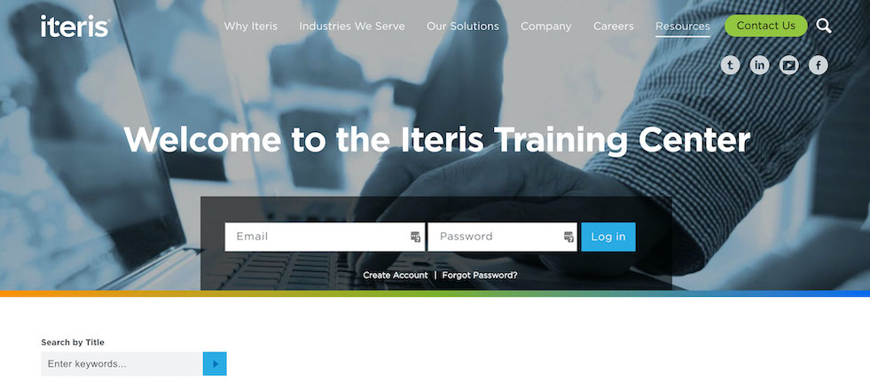 Iteris Training Center Homescreen